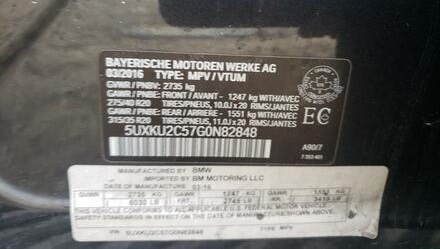 BMW X6 2016 CHARCOAL vin: 5UXKU2C57G0N82848